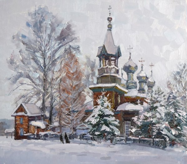 Зимний пейзаж с Церковью