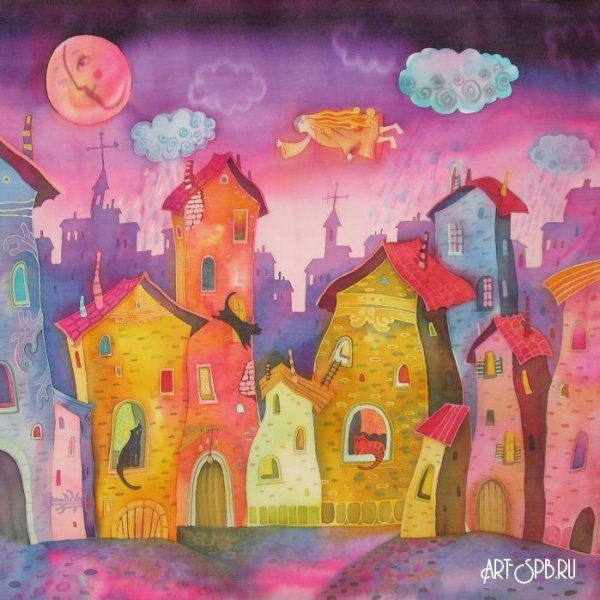 Батик городской пейзаж