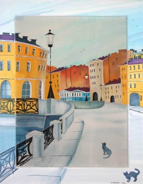 Батик городской пейзаж Питер