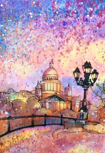 Горячий батик городской пейзаж