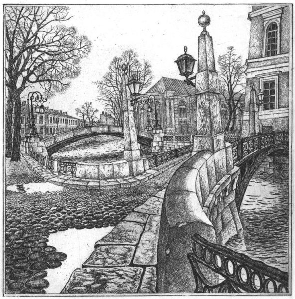 Офорт поцелуев мост