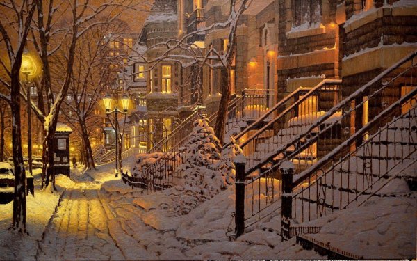 Аллея с фонарями