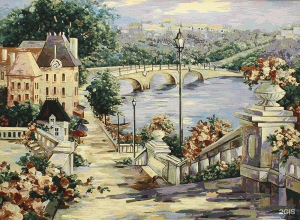 Испанский дворик картина гобеленовая