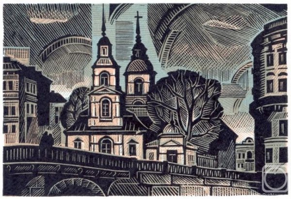 Линогравюра Кофанов Алексей Петербург
