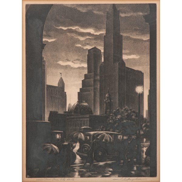 Гравюра современный город