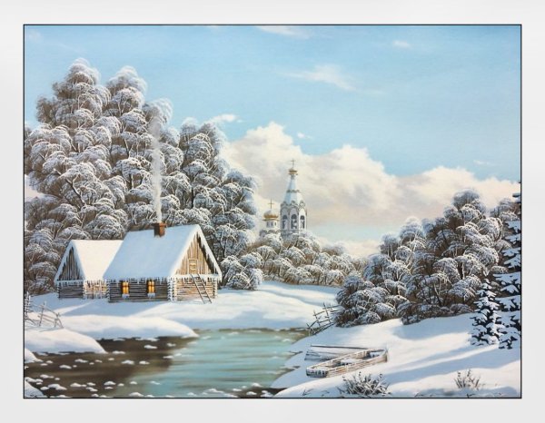 Зимний пейзаж с домиком