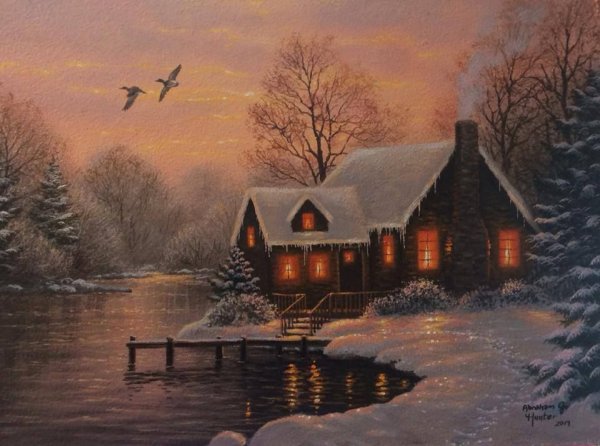 Зимний пейзаж живопись маслом