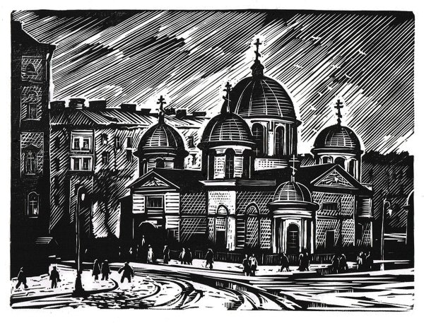 Спасо-Преображенский собор СПБ гравюра