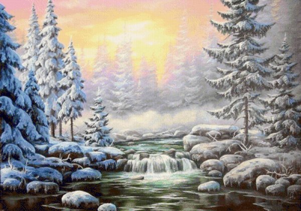 Живопись Сказочная зимняя речка