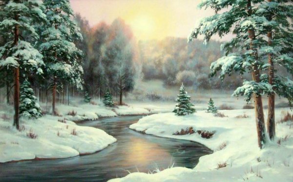 Художник Кандыбин зимний пейзаж