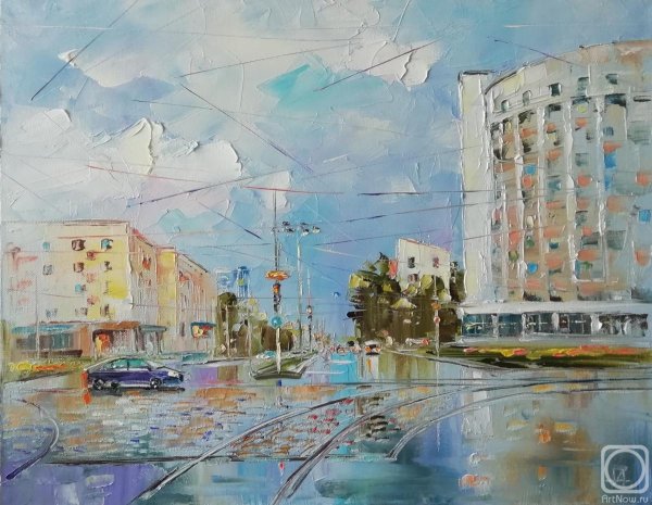 Городской пейзаж маслом на холсте