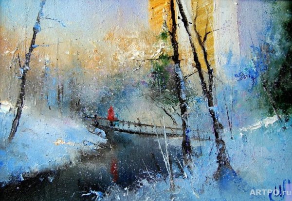 Живопись пейзаж зима Игорь Медведев