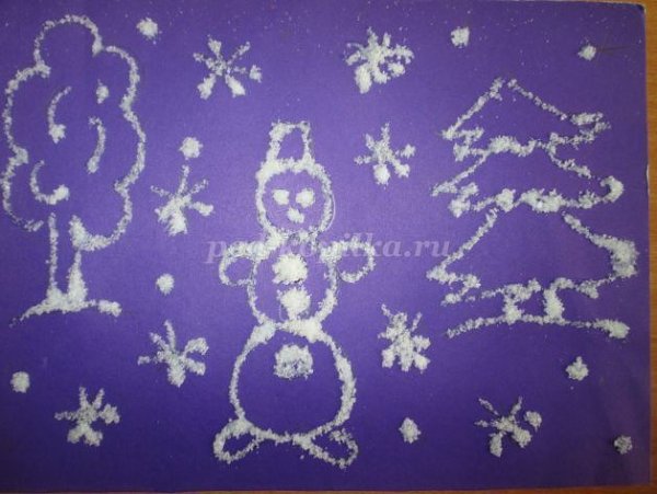 Рисование солью в детском саду