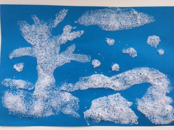 Рисование манкой зима