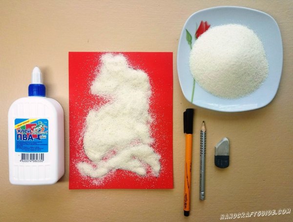 Зимняя аппликация на картоне