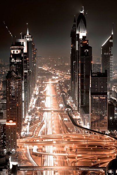 Ночной город Дубай HD