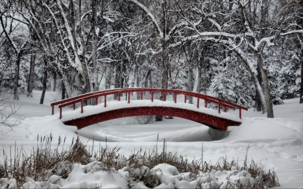 Зимний мостик через реку