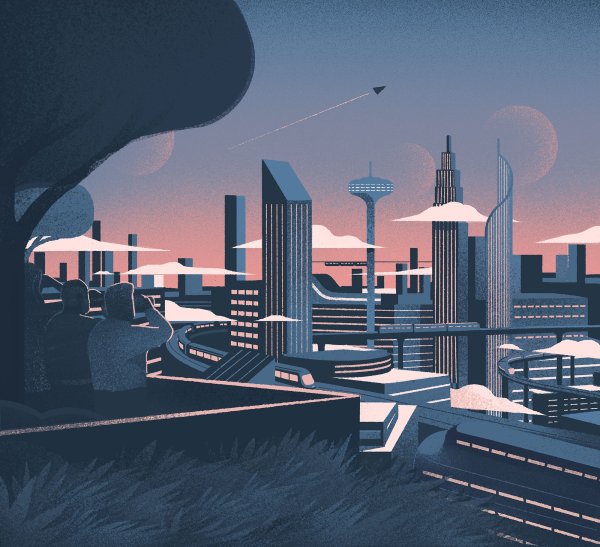 Городской пейзаж Векторная Графика