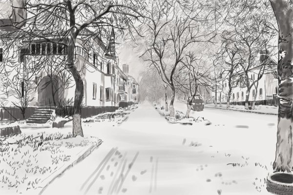Эскиз зимнего города