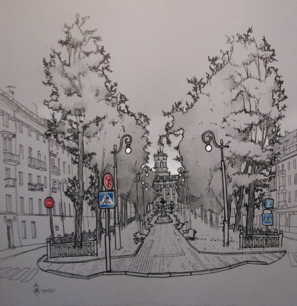 Зимний городской пейзаж