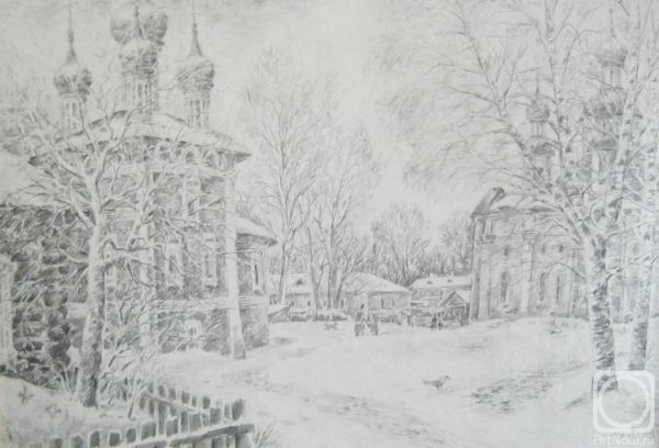 Зимний рисунок карандашом