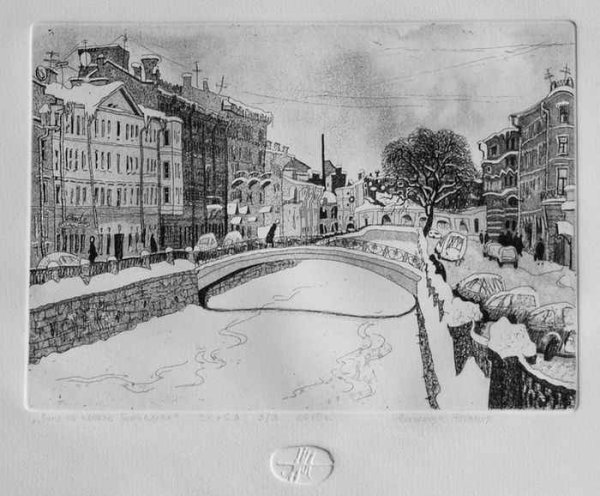 Зимний пейзаж карандашом