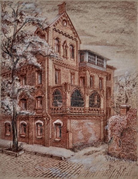 Уголь сангина соус архитектурный пейзаж