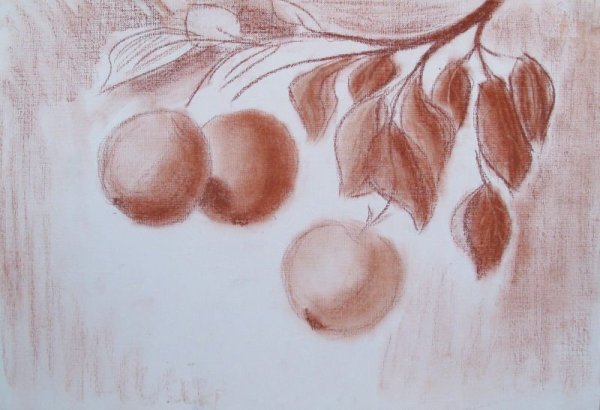 Пейзаж сангиной и сепией