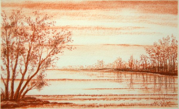 Кофейная гризайль пейзаж