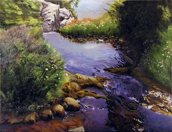 Каменев картина Речной пейзаж