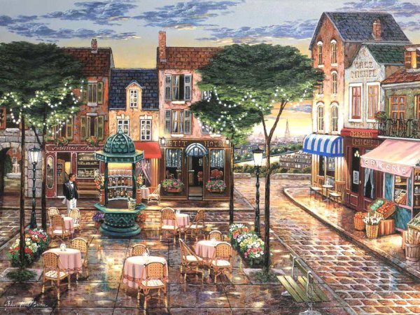 Джон Патрик о'Брайен картины улица кафе