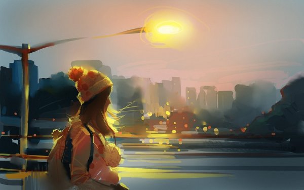 Человек на закате солнца арт