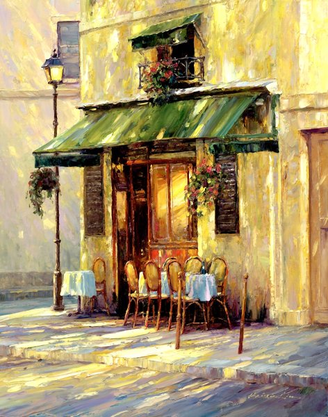 Кафе на старых улочках Италии живопись