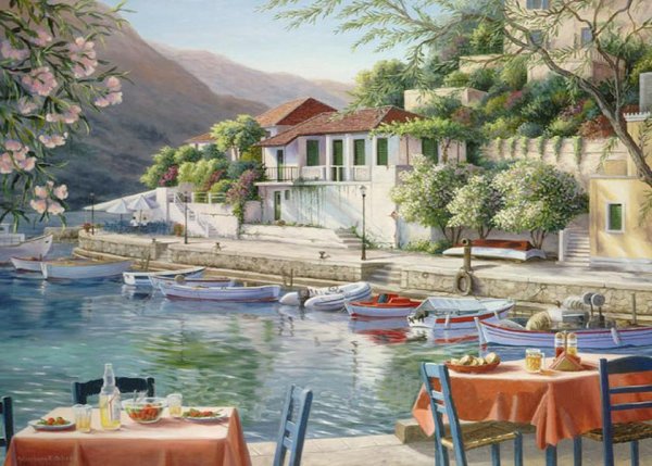 Кафе у моря картина