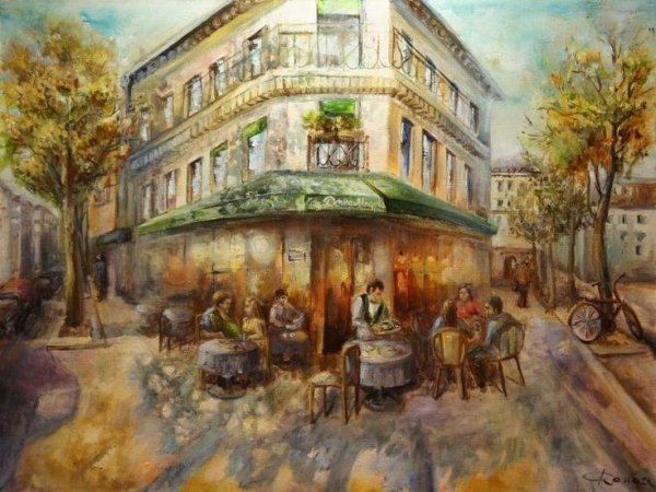 Картина маслом, летнее кафе в Париже Автор