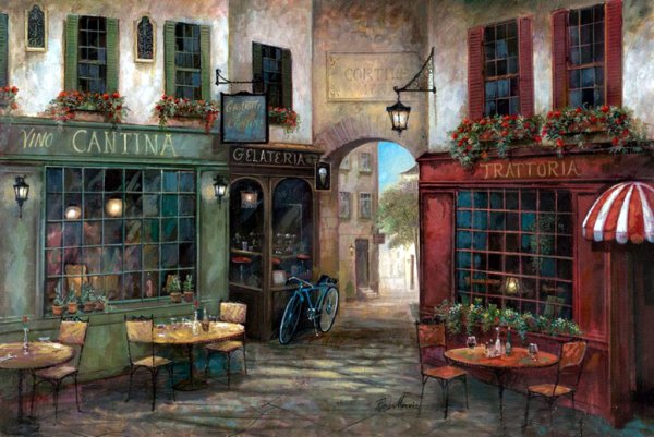 Художник Ruane Manning. Городские кафе и пейзажи
