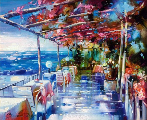 Живопись кафе у моря