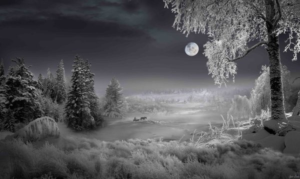 Мрачный пейзаж карандашом