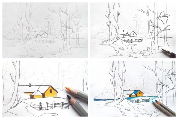Пейзаж карандашом