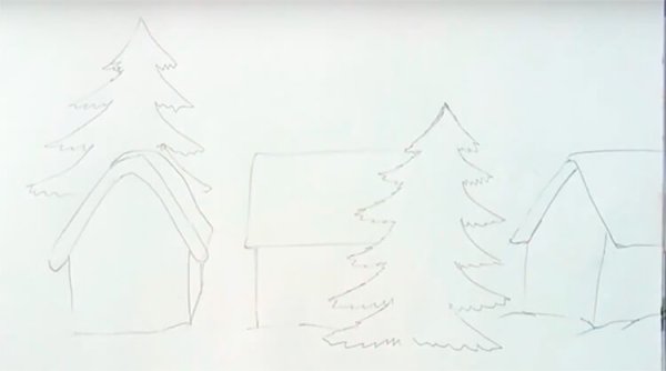 Рисунок на тему зимний лес