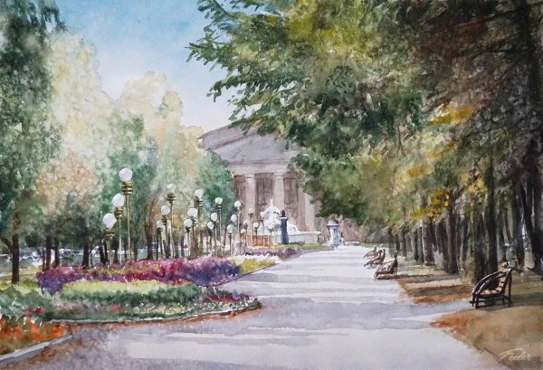 Пейзажи Новокузнецка акварель