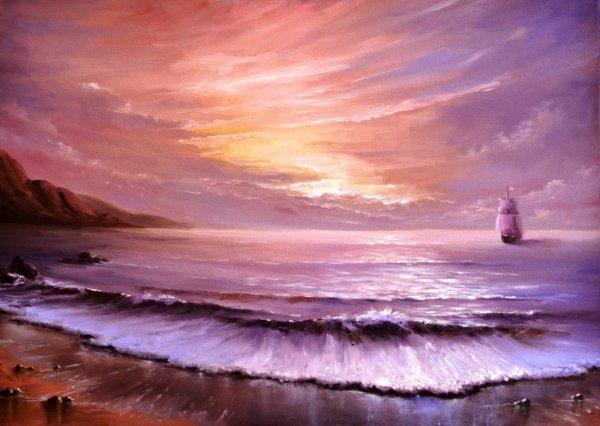 Зимний пейзаж гуашью