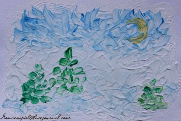 Зимний пейзаж мелками