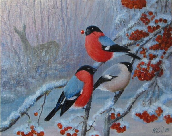 Майстренко Геннадий Снегири художник