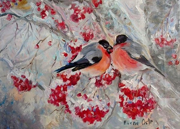 Майстренко Геннадий Снегири художник