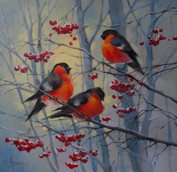 Майстренко Геннадий Снегири художник