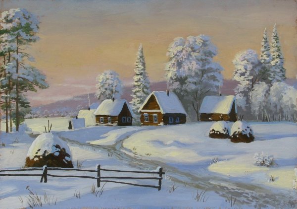 Художник Хоакин мир зимний пейзаж