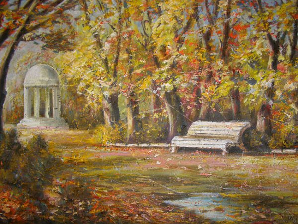 Харитоновский сад осенью скамейки