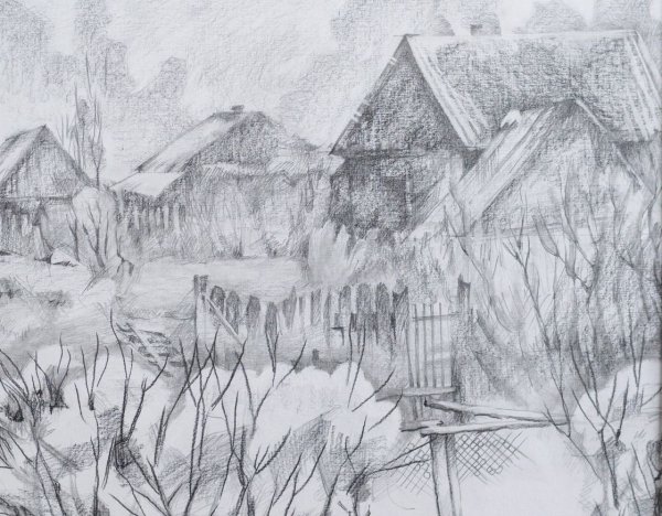 Пейзажи Сибири карандашом