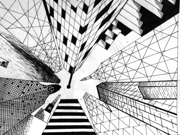 Рисунок абстракция из геометрических фигур карандашом